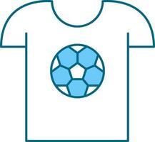 blauw en wit voetbal bal afdrukken t-shirt icoon. vector