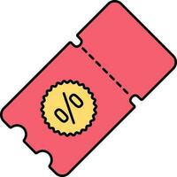 korting coupon of tegoedbon uitverkoop of boodschappen doen icoon in rood en geel kleur. vector