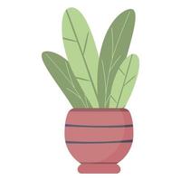 plant bladeren in een pot mooie groene kamerplant geïsoleerde vector eenvoudige trendy vlakke stijl voor interieur tuindecoratie ontwerp