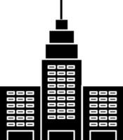 wolkenkrabber gebouw icoon in zwart en wit kleur vector