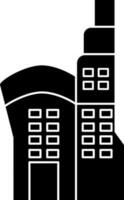 appartement gebouw icoon in zwart en wit kleur. vector