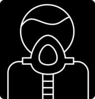 vernevelaar zuurstof masker voor astmatisch icoon in zwart en wit kleur. vector