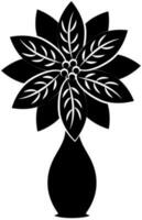 bloem pot of vaas icoon in zwart en wit kleur. vector