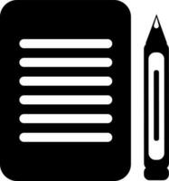 zwart en wit icoon van pen en papier. vector