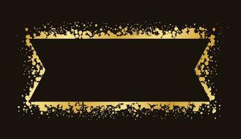 abstract goud inkt geklater lint banier kader. gouden folie verstuiven banier grens sjabloon. vector