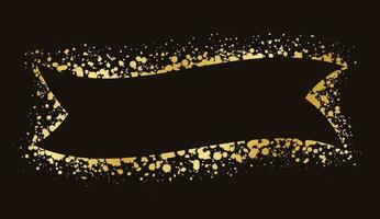 abstract goud inkt geklater lint banier kader. gouden folie verstuiven banier grens sjabloon. vector