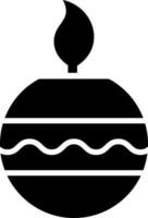 brandend ronde kaars icoon in zwart en wit kleur. vector