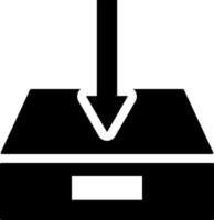 glyph downloaden pijl met doos icoon of symbool. vector