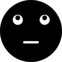 denken emoji gezicht karakter in zwart en wit kleur. vector