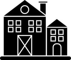 icoon van zwart en wit boerderij huis in vlak stijl. vector