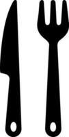 mes en vork icoon in zwart kleur. vector