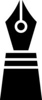 zwart en wit illustratie van fontein pen glyph icoon. vector