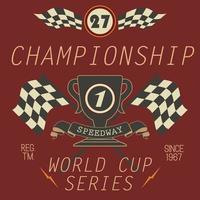 tshirt afdrukken ontwerp typografie graphics speedway kampioenschap woord cup serie vector illustratie badge applique label