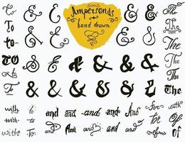 ampersands en steekwoorden hand getrokken set voor logo en labelontwerpen vintage stijl hand letters symbolen collectie geïsoleerd op een witte achtergrond vector