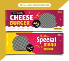 hamburger voedsel restaurant sociaal media banier Sjablonen voor folder, banier, en poster vector