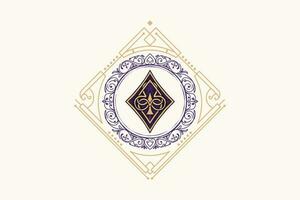 poker diamant Purper met wijnoogst klassiek ornament voor kaarten vector