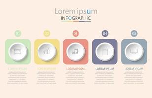 infographic sjabloon in 5 stappen sjabloon voor diagram grafiek presentatie en grafiek vector