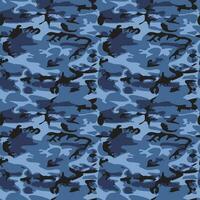 camouflage patroon achtergrond naadloos vector illustratie. klassiek kleding stijl maskeren camo herhaling afdrukken. blauw kleuren marines structuur