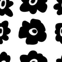 gemakkelijk hand- getrokken bloemen monochroom naadloos patroon. perfect afdrukken voor tee, papier, textiel en kleding stof. vector