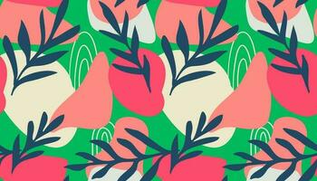 naadloos patroon van hand- getrokken divers vormen tekening voorwerpen, lijnen en fabriek blad gebladerte achtergrond kleurrijk bloemen achtergrond voor patronen. abstract vector ontwerp illustratie