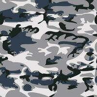 camouflage patroon achtergrond naadloos vector illustratie. klassiek kleding stijl maskeren camo herhaling afdrukken. grijs zwart wit kleuren Woud winter structuur