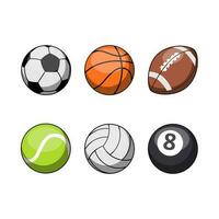 reeks van ballen vector illustratie vlak ontwerp. voetbal, basketbal, Amerikaans voetbal, basketbal, volleybal en biljart
