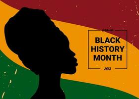 Afrikaanse Amerikaans mensen, zwart geschiedenis maand oktober en februari viering, kleurrijk minimaal vector illustratie met silhouet vrouw.
