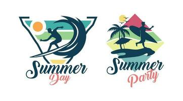 zomer en surfing logo ontwerp. retro surfing logo sjabloon vector