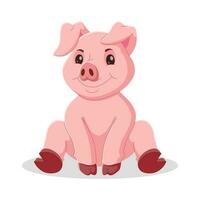 tekenfilm grappig varken zitten. vector illustratie