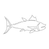 schetsen van tonijn vis geïsoleerd Aan wit achtergrond. vector illustratie