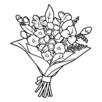 hand- getrokken bloem boeket in tekening stijl vector