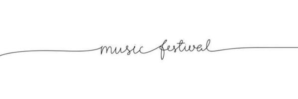 muziek- festival handschrift schoonschrift lijn kunst. een lijn doorlopend vector illustratie.