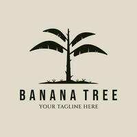 banaan boom logo wijnoogst logo ontwerp met minimalistische stijl logo vector illustratie ontwerp