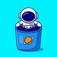 schattig astronaut in ruimte mok tekenfilm vector icoon illustratie. wetenschap technologie icoon concept geïsoleerd premie vector. vlak tekenfilm stijl
