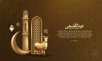 eid al adha Islamitisch groet kaart met geit en Islamitisch patroon voor poster, banier ontwerp. vector illustratie