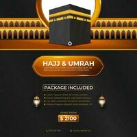 tour hadj en umrah sociaal media sjabloon vector ontwerp met realistisch kaaba voor Islamitisch achtergrond, folder, banier