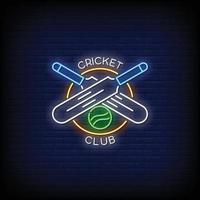 cricket club neonreclames stijl tekst vector