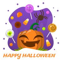 Vlak Halloween-suikergoed met de Vectorillustratie van de Glimlachpompoen vector