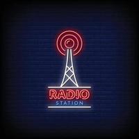 radiostation neonreclames stijl tekst vector