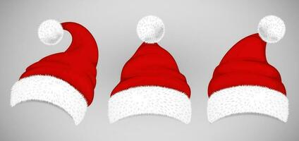 Kerstmis de kerstman claus rood hoeden set. vector illustratie
