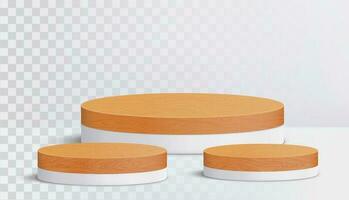 hout ronde podium voor kunstmatig Product presentatie. 3d meetkundig voetstuk vector. vector