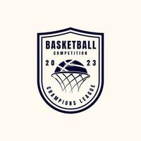 basketbal logo ontwerp sjabloon gemakkelijk stijl ontwerp vector
