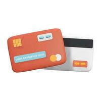 3d geven icoon. rood credit kaart en wit rug. vector geïsoleerd illustratie