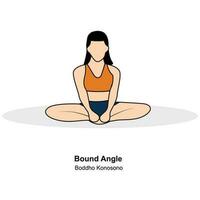vrouw aan het doen yoga.gebonden hoek pose.pro vector illustratie.
