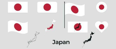 vlag van Japan. silhouet van Japan. nationaal symbool vector