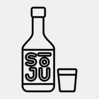 icoon soju Koreaans alcohol. zuiden Korea elementen. pictogrammen in lijn stijl. mooi zo voor afdrukken, affiches, logo, advertentie, infografieken, enz. vector