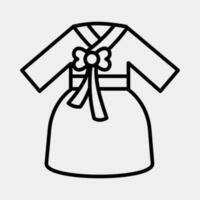 icoon hanbok jurk. zuiden Korea elementen. pictogrammen in lijn stijl. mooi zo voor afdrukken, affiches, logo, advertentie, infografieken, enz. vector