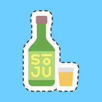 sticker lijn besnoeiing soju Koreaans alcohol. zuiden Korea elementen. mooi zo voor afdrukken, affiches, logo, advertentie, infografieken, enz. vector