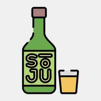 icoon soju Koreaans alcohol. zuiden Korea elementen. pictogrammen in gevulde lijn stijl. mooi zo voor afdrukken, affiches, logo, advertentie, infografieken, enz. vector