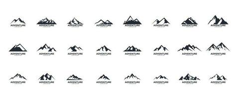 berg logo, berg expeditie en rots beklimming vector pictogrammen.